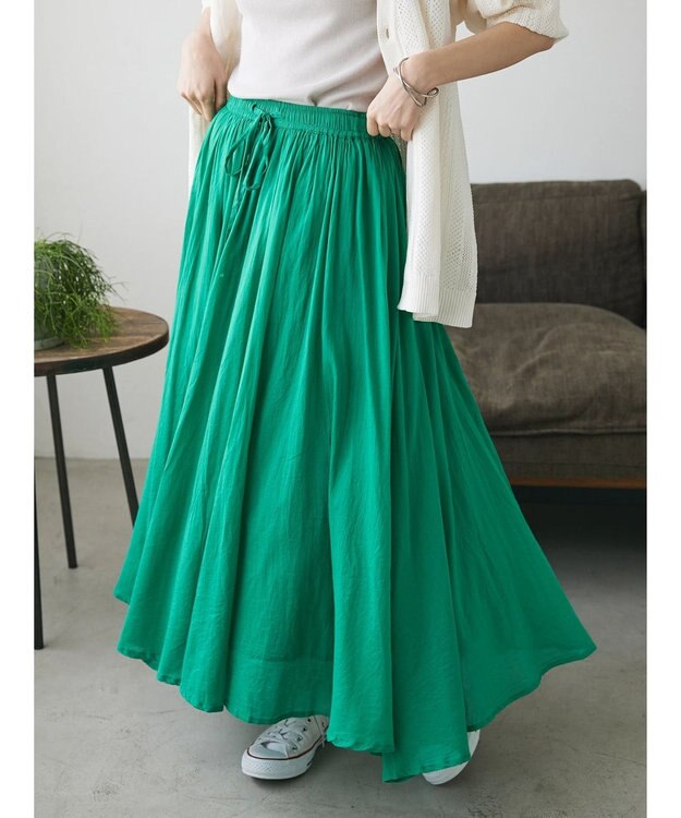 CRAFT STANDARD BOUTIQUE コットンボイルギャザースカート Green