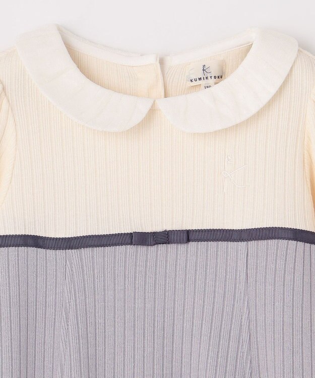 組曲 KIDS 【110-140㎝】バイカラーニットソー ワンピース ライトグレー系