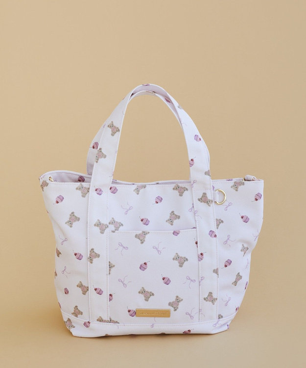 Maison de FLEUR ベア総柄2Wayトートバッグ Pink