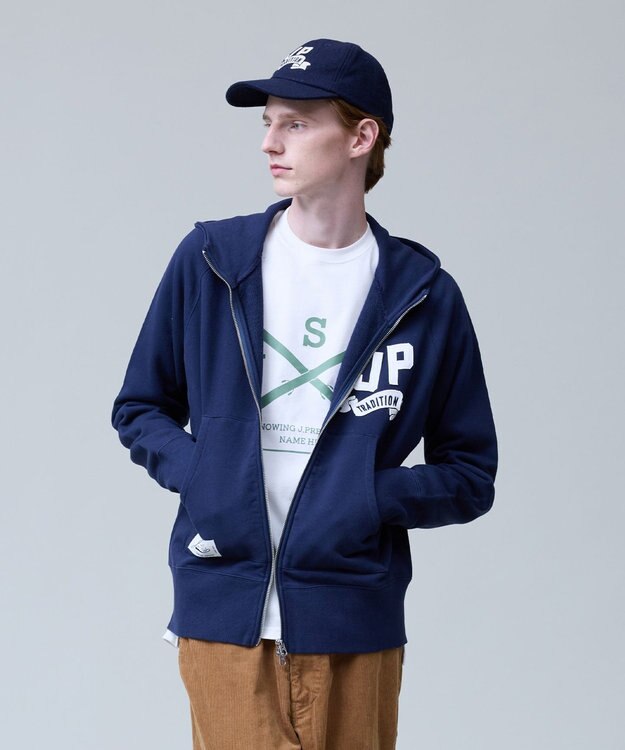 J.PRESS MEN 【NYUZELESS】ヘビーウェイト ジップアップ フーディ ネイビー系