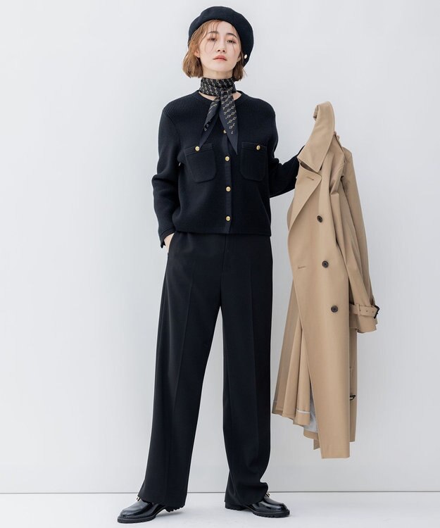 23区 【洗える】コットンリリー ニットジャケット ブラック系