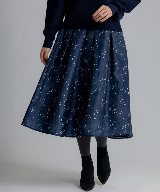 組曲 スターリットプリント タックフレアスカート ネイビー系5