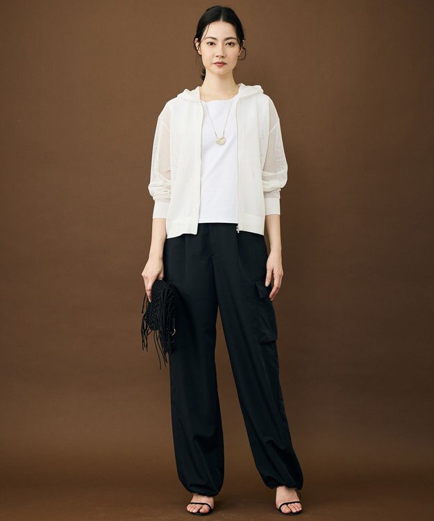 自由区 ライトメッシュジップ パーカー オフホワイト