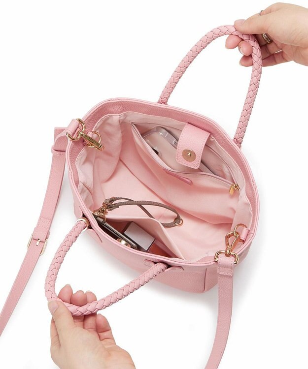 TOPKAPI 【ドラマ着用】【TREASURE TOPKAPI】シュリンクレザー メッシュハンドル ショルダー付き ミニ トート バッグ ピンク