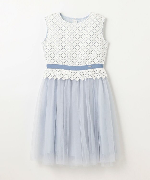 組曲 KIDS 【150-160㎝】フラワーレース ドレス サックスブルー系
