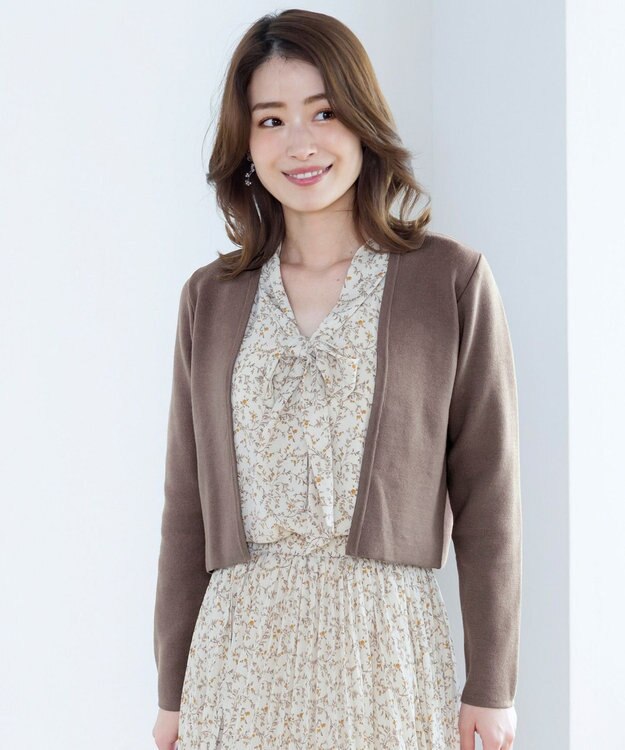 Tiaclasse L 【新色追加・洗える】ストレートショートニットボレロ モカ