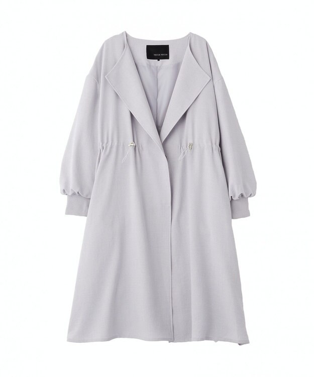 YECCA VECCA ノーカラーラペルロングコート Sax
