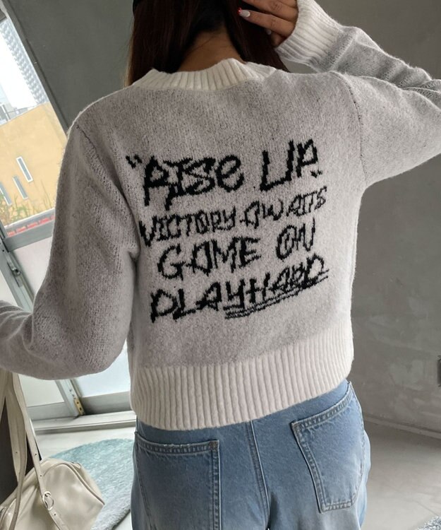 WEGO フラッフィーグラフィックちびニット ホワイトアイボリー