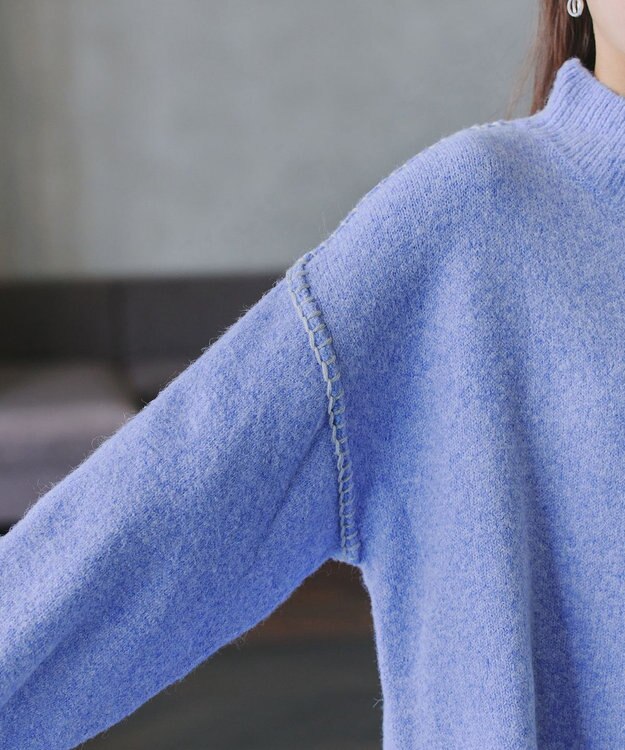 Tiaclasse 【洗える】配色ハンドステッチプルオーバー ブルー