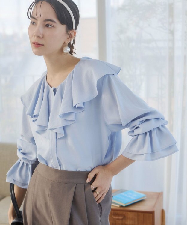 WEGO 【ANGIE VINTAGE】ラッフルブラウス サックス