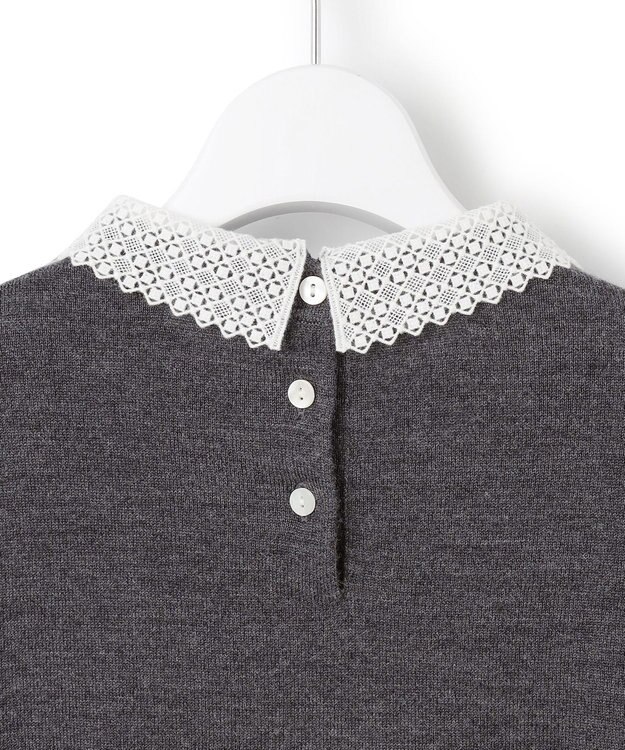 23区 【CLASSY.掲載/洗える】エンブロイダリー ジオメトリックレースコンビ ニット グレー系