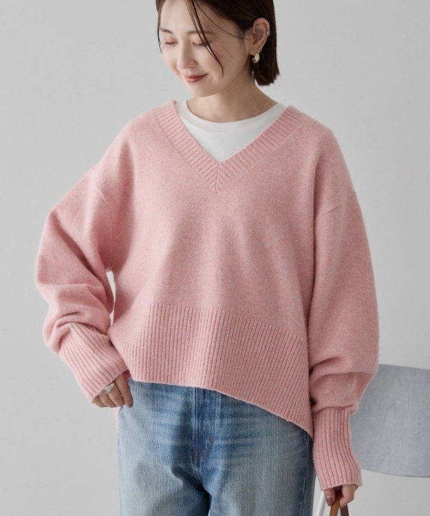 AMERICAN HOLIC ワイドリブVネックプルオーバー Pink
