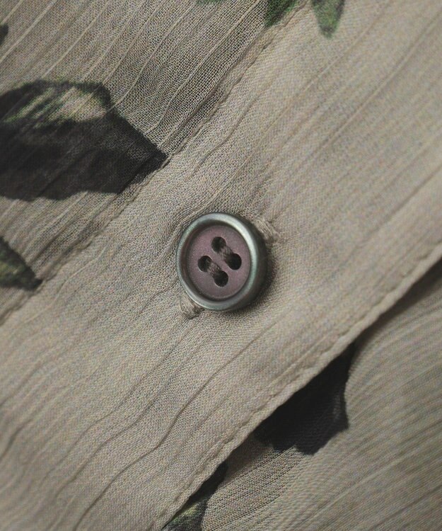 YECCA VECCA フラワー柄シアーロングシャツ Light Khaki