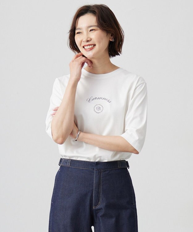 J.PRESS LADIES カレッジロゴ Tシャツ ホワイト系