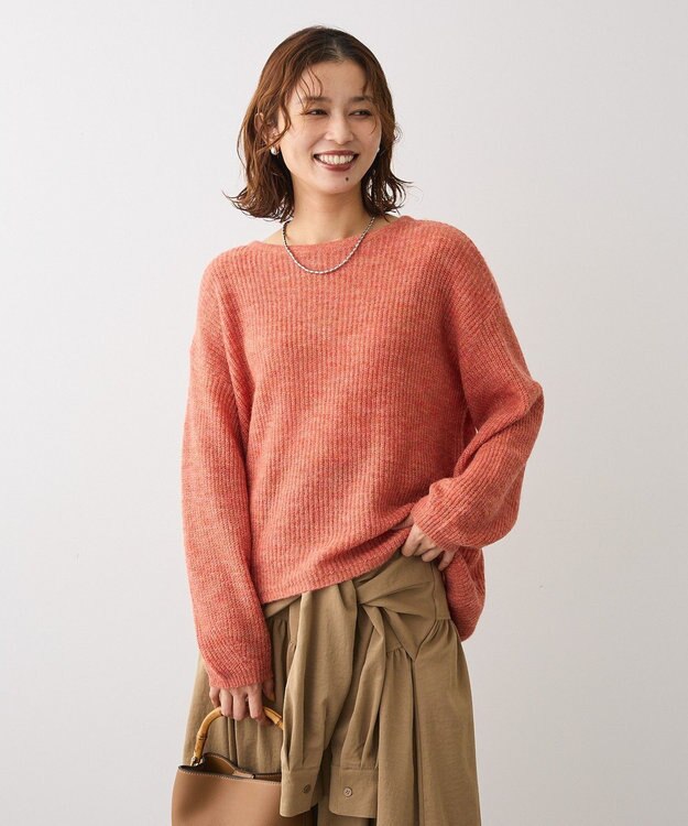 Green Parks シアーゆったりニットプルオーバー Orange