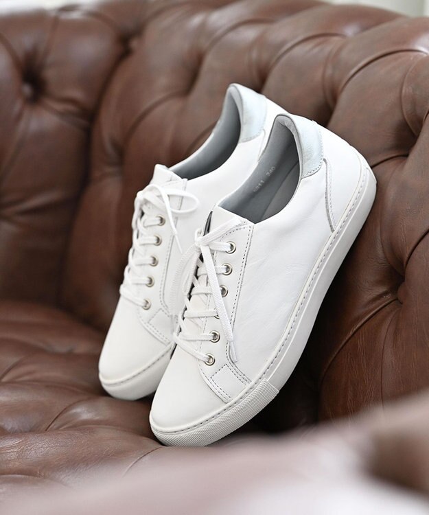 Pointer 本革大人スニーカー ホワイト×シルバー