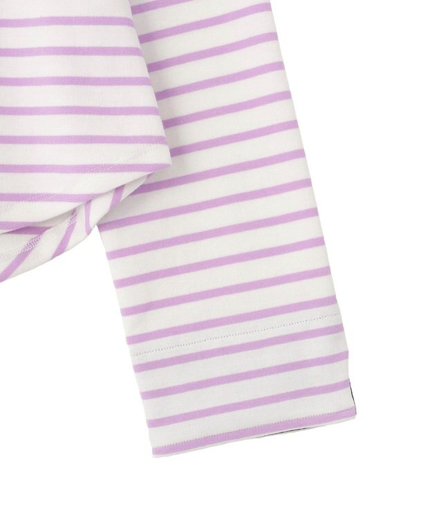 earth music&ecology バイカラースクエアネックボーダープルオーバー Lilac