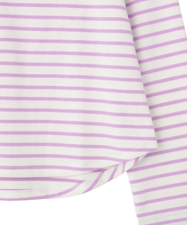 earth music&ecology バイカラースクエアネックボーダープルオーバー Lilac