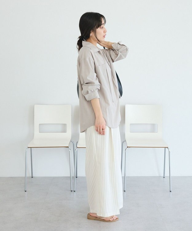 CRAFT STANDARD BOUTIQUE Vネックスキッパーシャツ Gray Beige