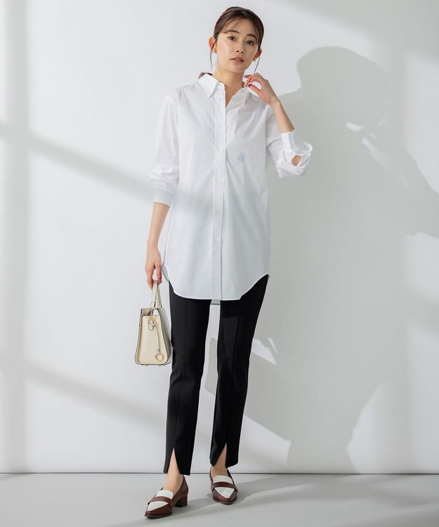 組曲 【WEB限定・ウエストゴム仕様】コンフォータブル スリットパンツ ブラック系