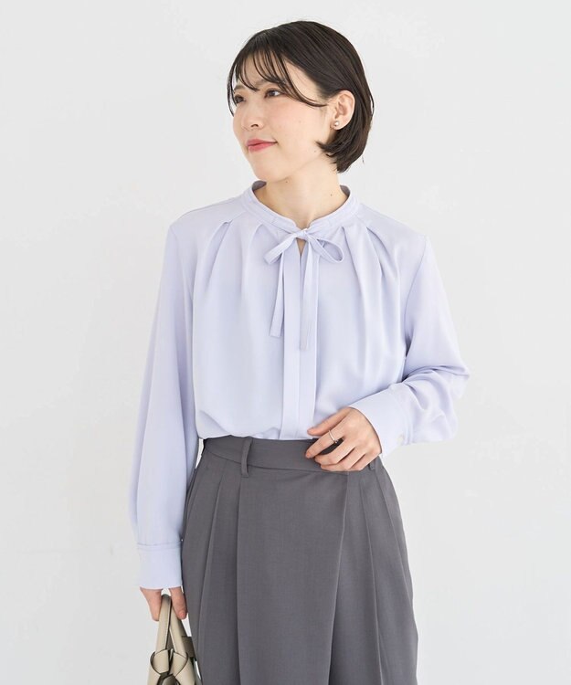 Green Parks リボンブラウス Gray