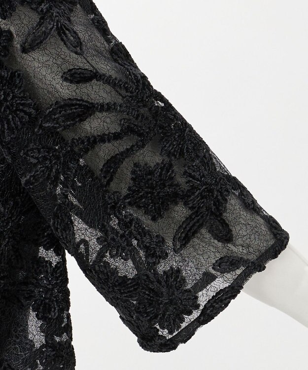 23区 【GOLD LABEL】フロッキーエンブロイダリー ブラウス ブラック系