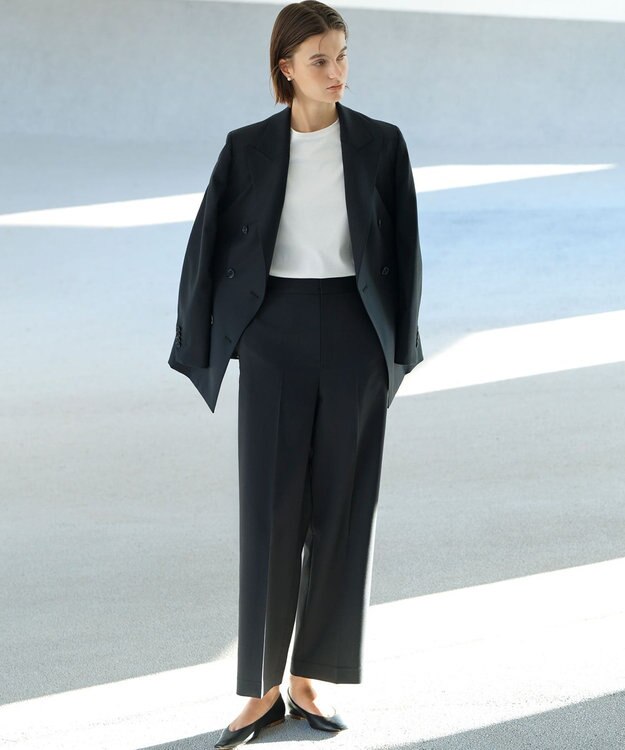 23区 【エステータ】ライトダブルクロス ワイドパンツ ブラック