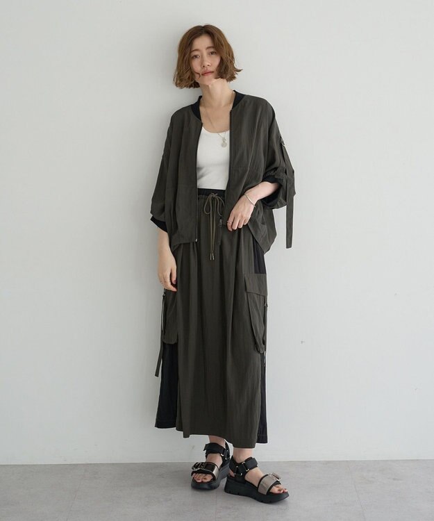 YECCA VECCA 【UVカット/接触冷感/遮熱】COOL5分袖MA-1 Charcoal Gray
