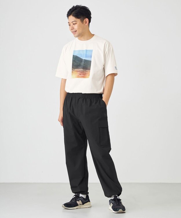 SHARE PARK MENS 【撥水・UVカット・ストレッチ・軽量 】ナイロンカーゴパンツ（Lサイズ） ブラック系