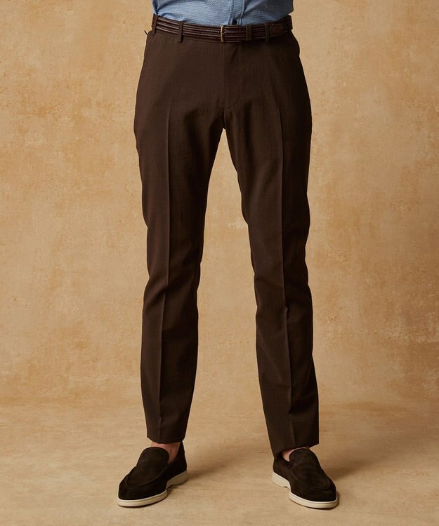 JOSEPH ABBOUD 夏パンツ【キングサイズ・洗える・ウエストも伸びる!/軽量/清涼/ストレッチ】ハイツイストドライストレッチパンツ ダークブラウン系