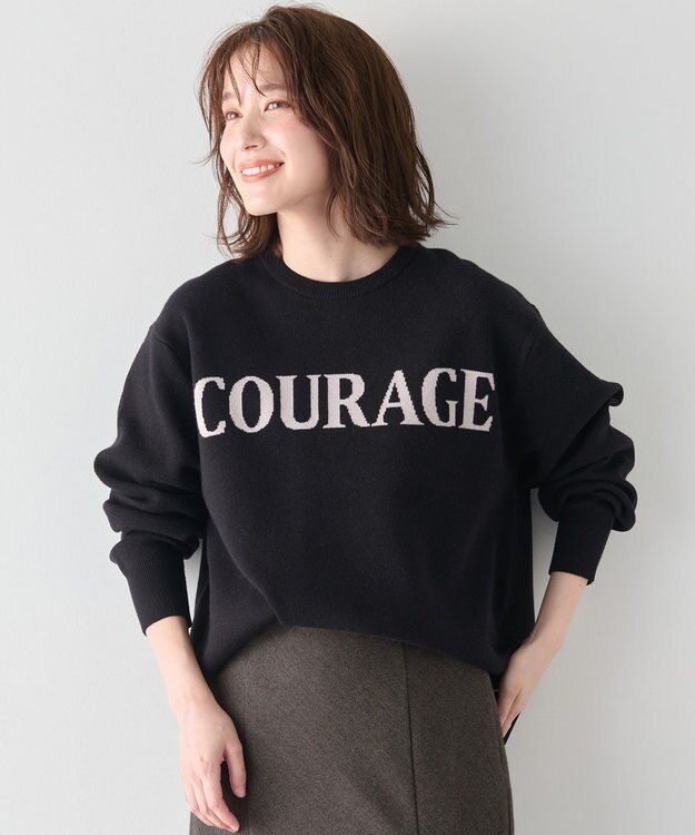 ANY 【洗濯機可】スウェットライクロゴニット ブラック