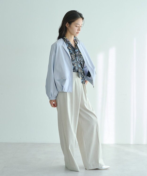 YECCA VECCA ボタニカルフラワー柄ボウタイブラウス Navy