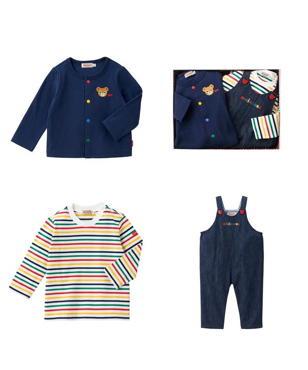 MIKI HOUSE HOT BISCUITS 【ミキハウス】 オーバーオールギフトセット【BOX付き】