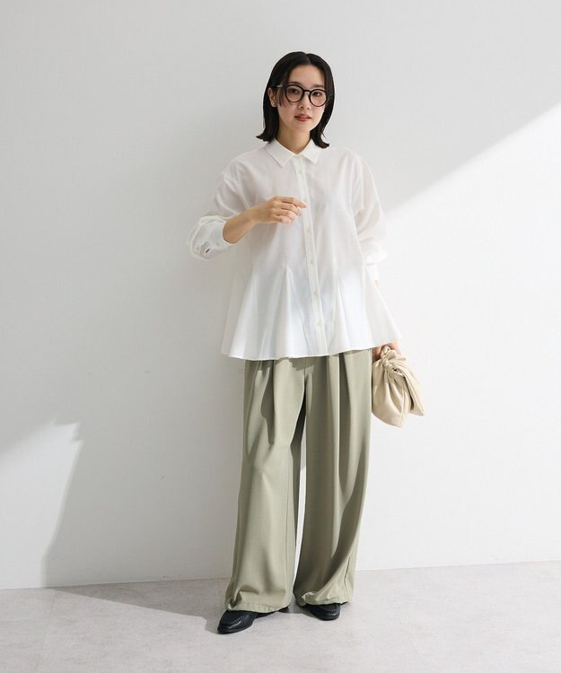 Green Parks スウィッチングペプラムシャツ Off White