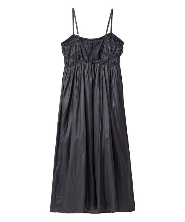 Green Parks レザー風キャミワンピース Black