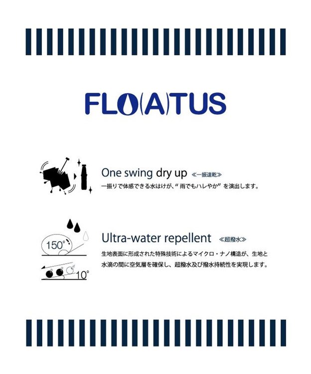 MOONBAT 【超撥水】フロータス (FLO(A)TUS) 折りたたみ傘 強化耐風 大きめ60cm ネイビーブルー