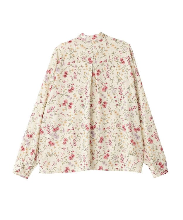 YECCA VECCA ボタニカルフラワー柄ボウタイブラウス Ivory