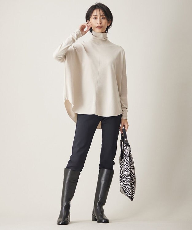 ICB 【洗える】テックストレッチ レギンスパンツ ブラック系