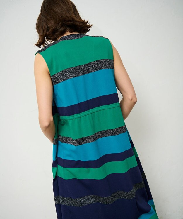 GRACE CONTINENTAL ニットマルチボーダージレ グリーン