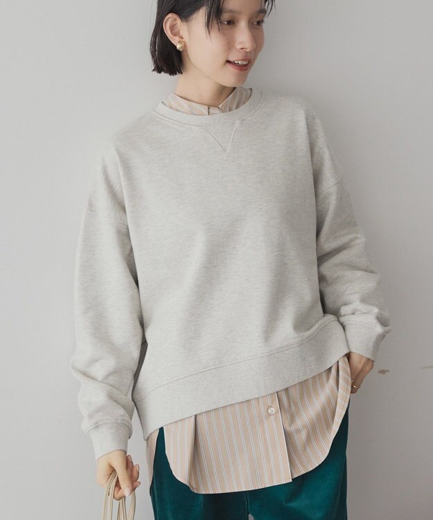 AMERICAN HOLIC 配色ライン裏毛プルオーバー Oatmeal