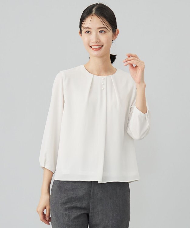 J.PRESS LADIES L ストレッチジョーゼット カットソー エクリュ系