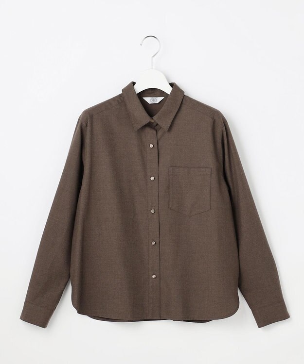 J.PRESS LADIES L Pe キュプラ Light ツイル ピーチ ウールライク シャツ ブラウン系