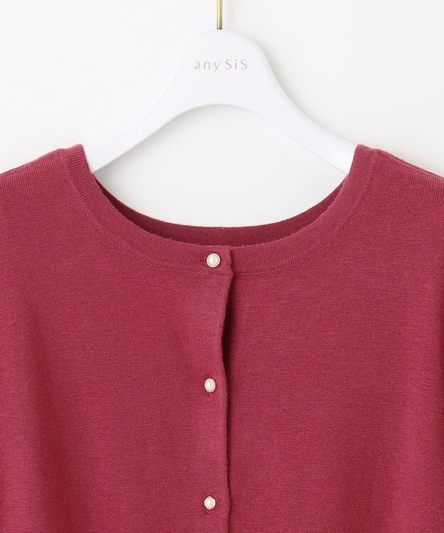 ANY SIS 【前後着用可能】2WAYパフスリーブ カーディガン ローズピンク