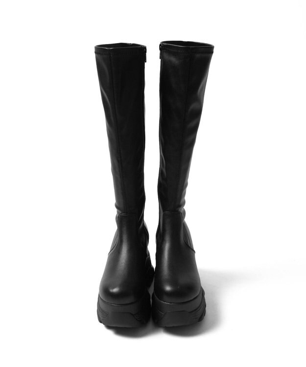 WEGO 厚底ボリュームスニーカーソールロングブーツ ブラック