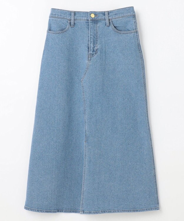 ANY 【洗濯機可能/ストレッチ】フロントスリットデニムスカート ライトインディゴ