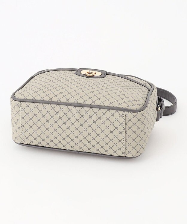 ANY クラシックラウンドショルダーバッグ ベージュ×グレー柄