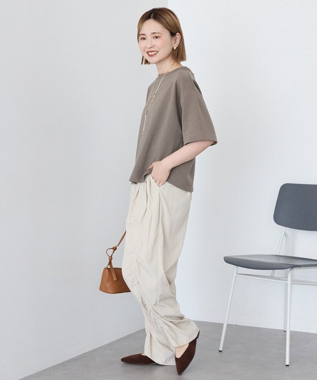 AMERICAN HOLIC 2WAYオフショルスウェット半袖プルオーバー Gray Beige