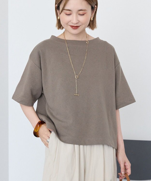 AMERICAN HOLIC 2WAYオフショルスウェット半袖プルオーバー Gray Beige