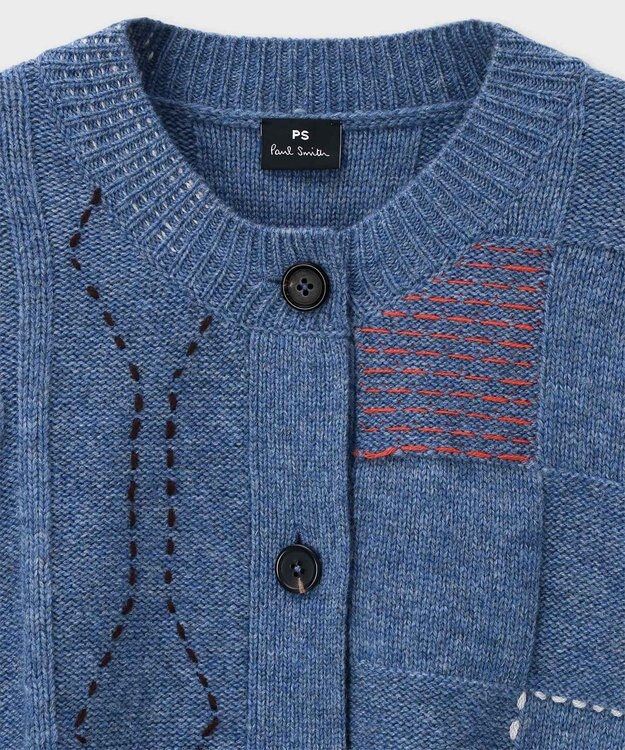 Paul Smith パッチワーク カーディガン グレイッシュブルー