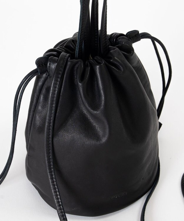 FOLNA RD ソフトレザー2WAY巾着ショルダーバッグ ブラック